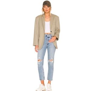 Agolde Riley High Waisted Distressed Cropped Straight Leg Jeans